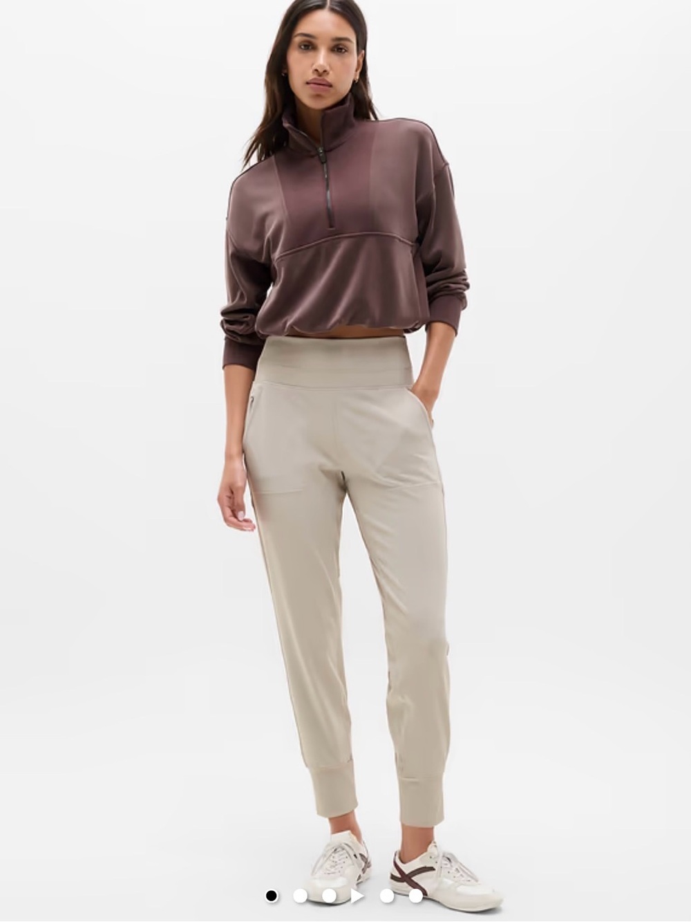 Athleta Venice High Rise Jogger XL Oatmeal Beige Cream Athleisure Travel Pant - Picture 3 of 12